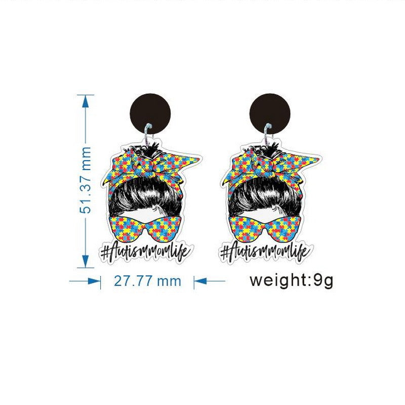 Wholesale Acrylic Mom Rainbow Earrings